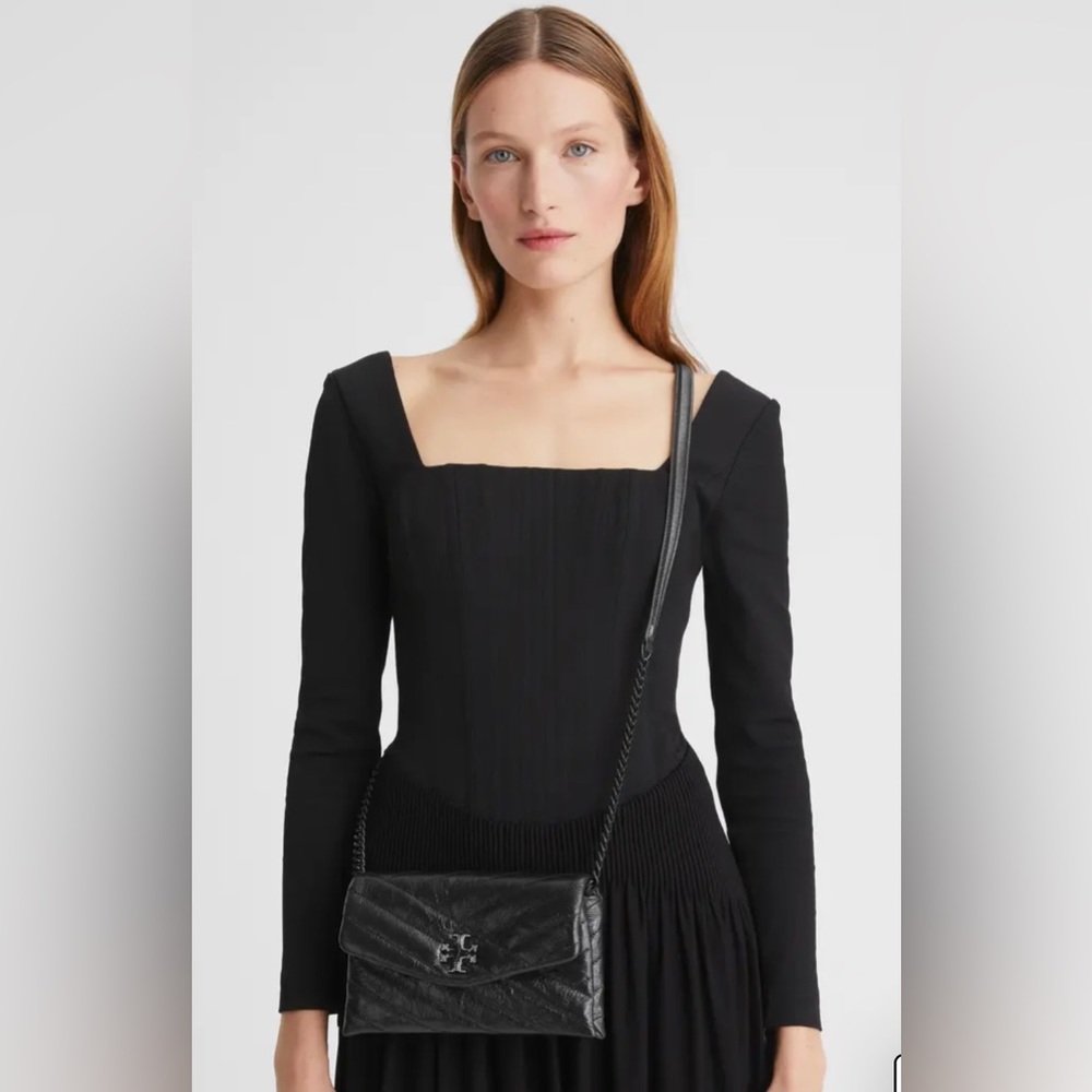 Tory Burch Crossbody - Kira Pavé Chevron Quilted Metallic Leather -NEW - Picture 6 of 7